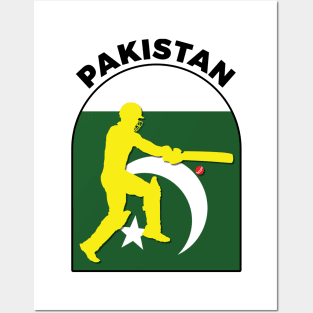 Pakistan Cricket Batsman Pakistan Flag Posters and Art